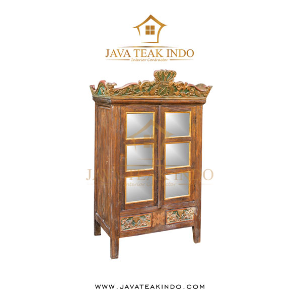 display cabinet candra, java teakindo, antique furniture