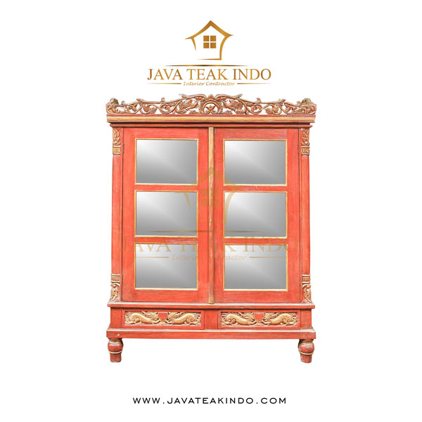 display cabinet rowana, java teakindo, antique furniture