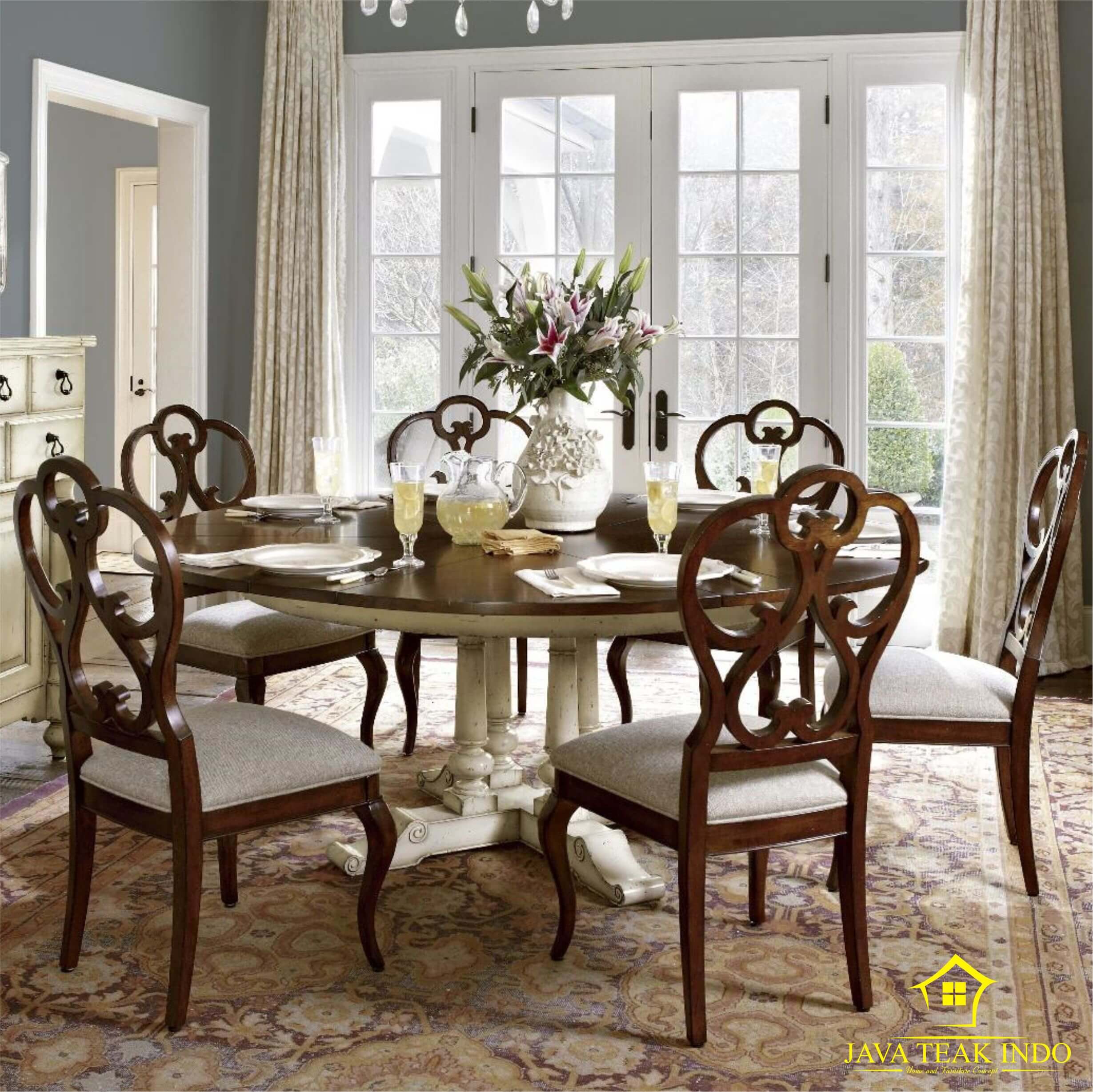 Classic Dining Set Victor Javateakindo, Classic Dining Room Table And Chairs