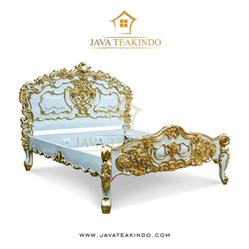 Rococo Bed in White and Gold Belinda Side View