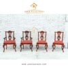 Classic Arm Chair with Red Fabric Abimanyu Set